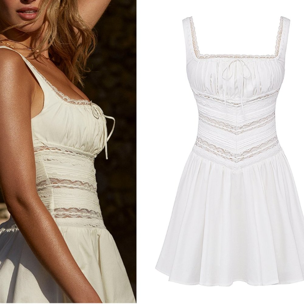 HOUSE OF CB 'Tiffani' White Lace Trim Mini Dress - Picture 8 of 12